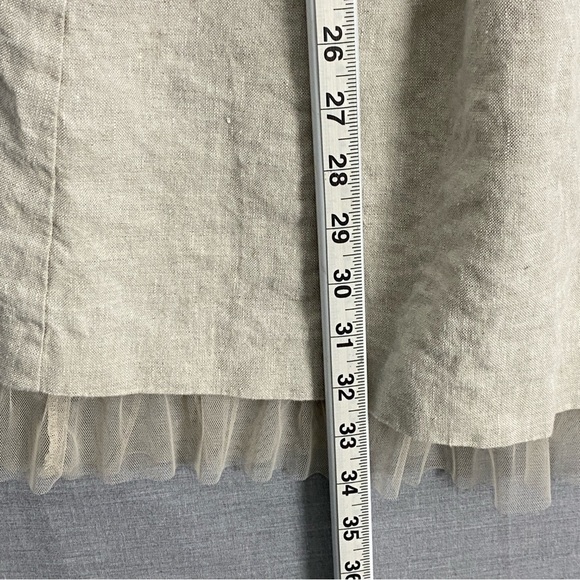 Kensie Linen Mini Dress Sz 10 Beige with Black Straps - Picture 10 of 10